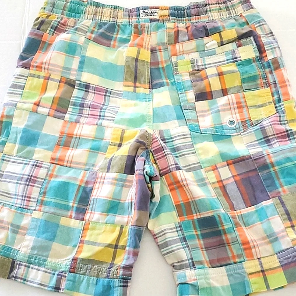 GAP Cream Madras Plaid Pastel Grandpa Beach Pool Swim Trunks Little Boys XL